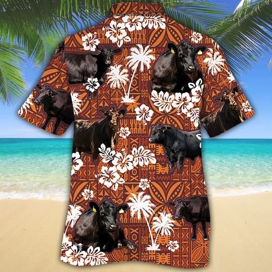 Aberdeen Angus Cattle Red Tribal Hawaiian Shirt Aberdeen Angus Cattle Red Tribal Hawaiian Shirt