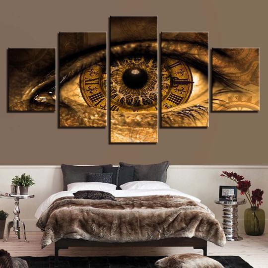 Abstract Eye Clock - Abstract 5 Panel Canvas Art Wall Decor Abstract Eye Clock - Abstract 5 Panel Canvas Art Wall Decor