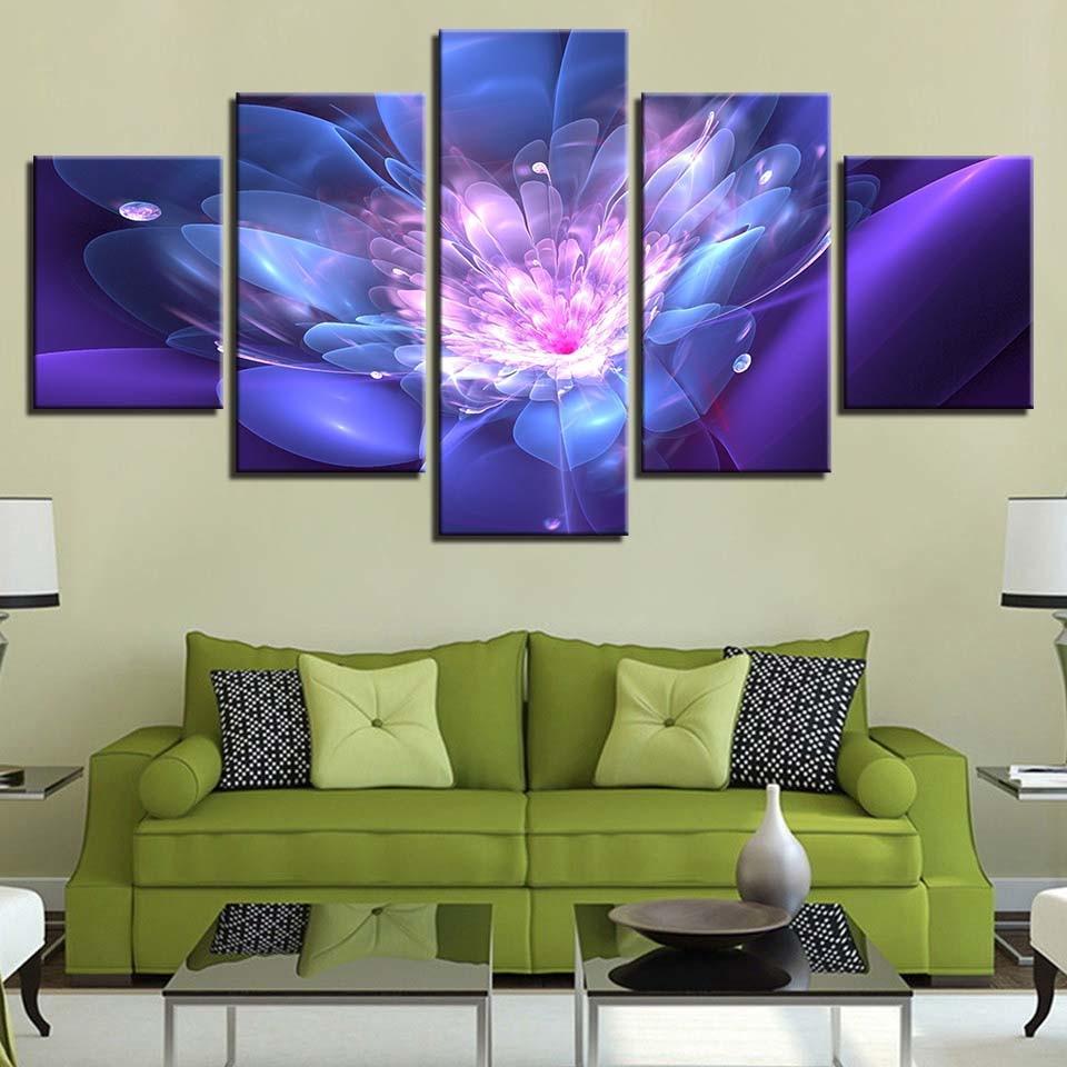 Abstract Flower 1 - Abstract 5 Panel Canvas Art Wall Decor Abstract Flower 1 - Abstract 5 Panel Canvas Art Wall Decor