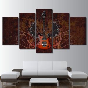 Abstract Guitar 1 - Music 5 Panel Canvas Art Wall Decor