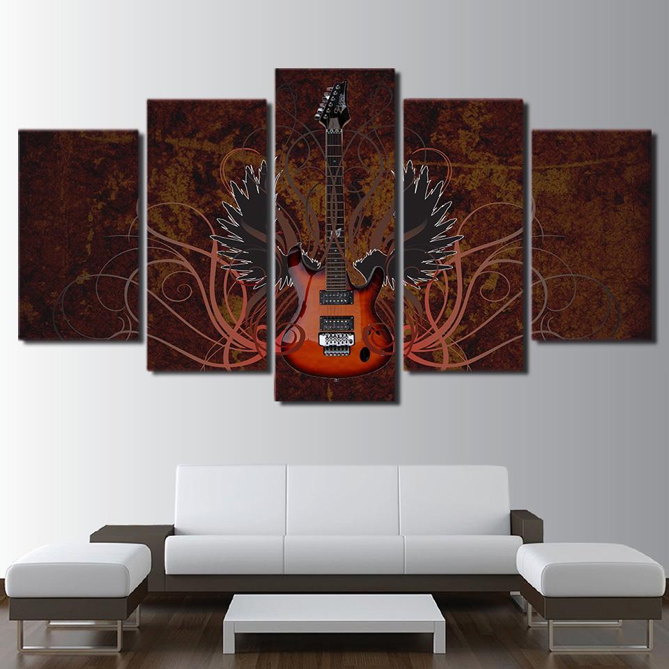 Abstract Guitar 1 - Music 5 Panel Canvas Art Wall Decor Abstract Guitar 1 - Music 5 Panel Canvas Art Wall Decor