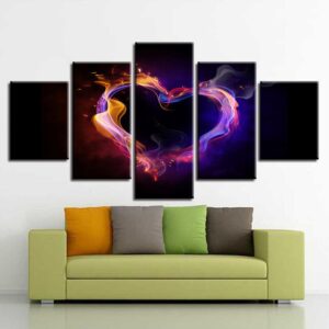 Abstract Love Heart - Abstract 5 Panel Canvas Art Wall Decor