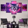 Abstract Red Moon Animal Cat With Glasses - Animal 5 Panel Canvas Art Wall Decor