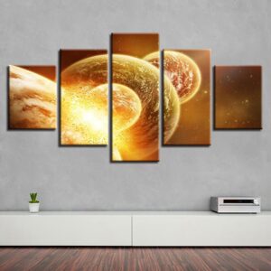 Abstract Universe Planet Mars - Space 5 Panel Canvas Art Wall Decor