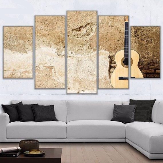 Acoustic Guitar 01 - Music 5 Panel Canvas Art Wall Decor Acoustic Guitar 01 - Music 5 Panel Canvas Art Wall Decor