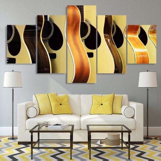 Acoustic Guitars 1 - Music 5 Panel Canvas Art Wall Decor Acoustic Guitars 1 - Music 5 Panel Canvas Art Wall Decor