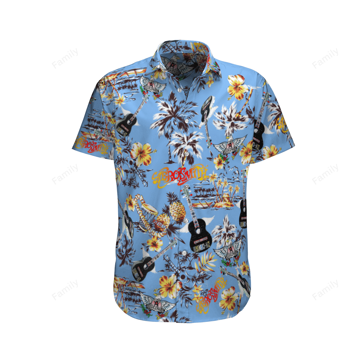 Aerosmith Band Blue Hawaiian Shirt Aerosmith Band Blue Hawaiian Shirt