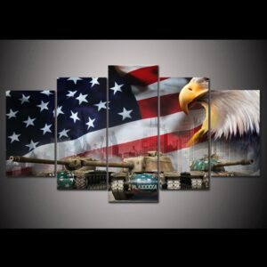 Agles American Flag 22 - Abstract 5 Panel Canvas Art Wall Decor