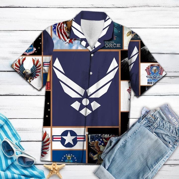 Air Force Hawaiian Shirt Summer Button Up Air Force Hawaiian Shirt Summer Button Up