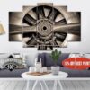 Aircraft Aviation Engine Propeller - Automative 5 Panel Canvas Art Wall Decor