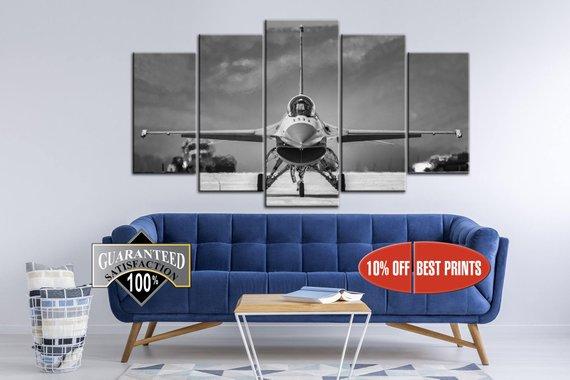 Aircraft Aviation Fighter Air - Airplane 5 Panel Canvas Art Wall Decor Aircraft Aviation Fighter Air - Airplane 5 Panel Canvas Art Wall Decor