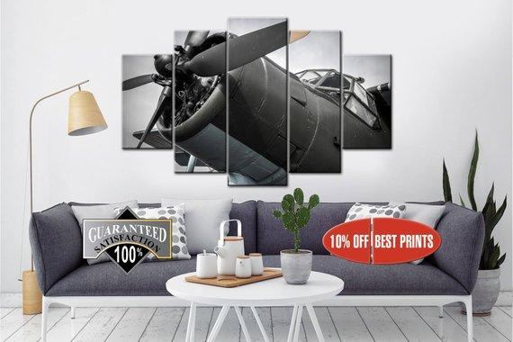 Aircraft Aviation Fighter - Aircraft 5 Panel Canvas Art Wall Decor Aircraft Aviation Fighter - Aircraft 5 Panel Canvas Art Wall Decor