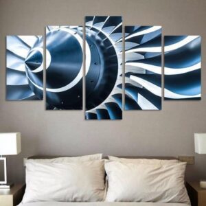 Aircraft Engine Shaft Blades - Aircraft 5 Panel Canvas Art Wall Decor