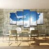 Airliner In The Clouds - Aircraft 5 Panel Canvas Art Wall Decor