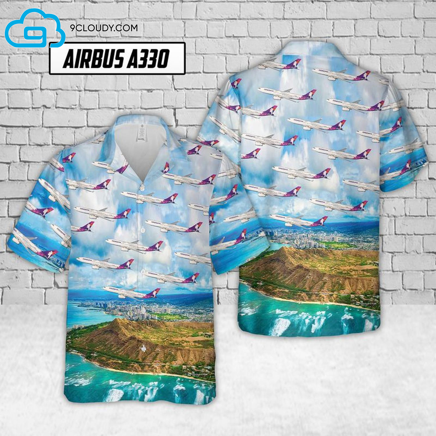 Airlines Airbus A330 In The Sky Full Print Hawaiian Shirt Airlines Airbus A330 In The Sky Full Print Hawaiian Shirt