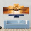 Airplane Flying Above Ocean - Airplane 5 Panel Canvas Art Wall Decor