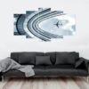 Airplane Flying Over Building - Airplane 5 Panel Canvas Art Wall Decor