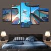 Airplane Skyline - Automative 5 Panel Canvas Art Wall Decor