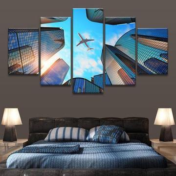Airplane Skyline - Automative 5 Panel Canvas Art Wall Decor Airplane Skyline - Automative 5 Panel Canvas Art Wall Decor