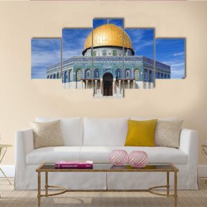 Al Aqsa Mosque In Jerusalem In Blue Sky - Nature 5 Panel Canvas Art Wall Decor