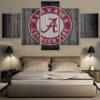 Alabama Crimson Tide College Football Barn Wood Style - Sport 5 Panel Canvas Art Wall Decor