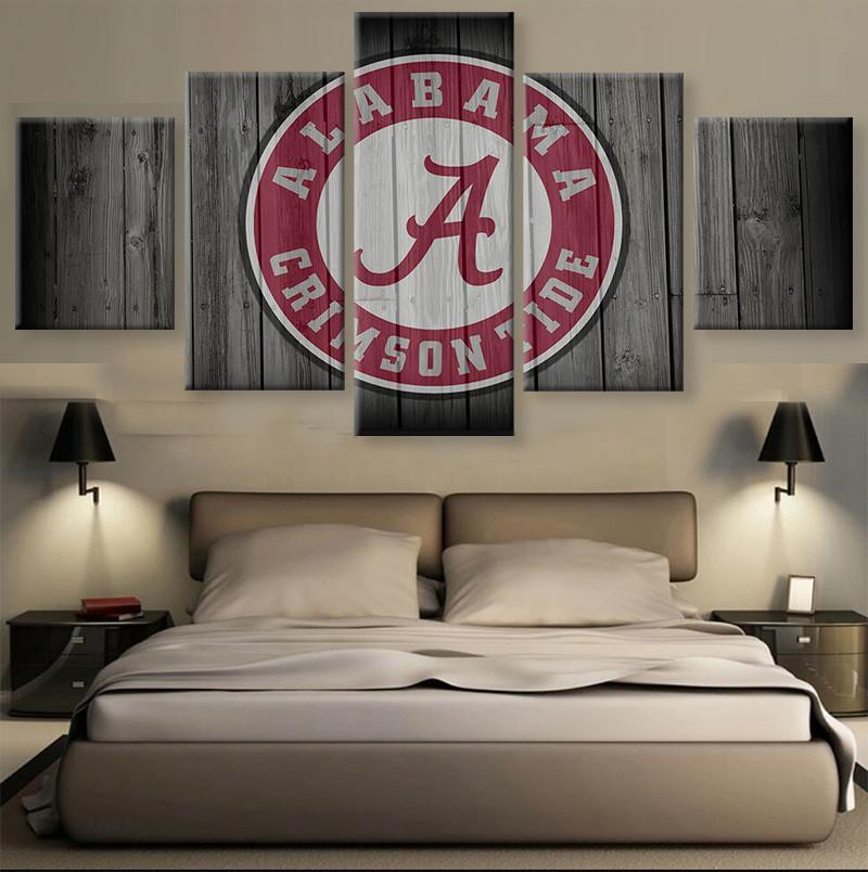 Alabama Crimson Tide College Football Barn Wood Style - Sport 5 Panel Canvas Art Wall Decor Alabama Crimson Tide College Football Barn Wood Style - Sport 5 Panel Canvas Art Wall Decor