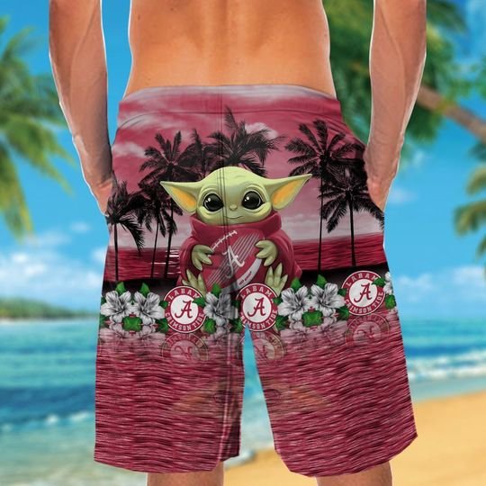 Albama Crimson Tide And Baby Yoda Hawaiian Shirt Short Albama Crimson Tide And Baby Yoda Hawaiian Shirt Short