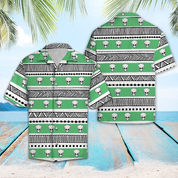 Alien Pattern Hawaiian Shirt Summer Button Up Alien Pattern Hawaiian Shirt Summer Button Up