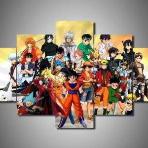 All Anime Characters 1 - Anime 5 Panel Canvas Art Wall Decor
