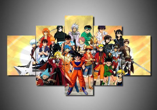 All Anime Characters 1 - Anime 5 Panel Canvas Art Wall Decor All Anime Characters 1 - Anime 5 Panel Canvas Art Wall Decor