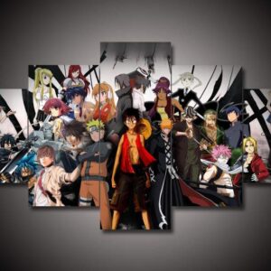 All Anime Characters - Anime 5 Panel Canvas Art Wall Decor