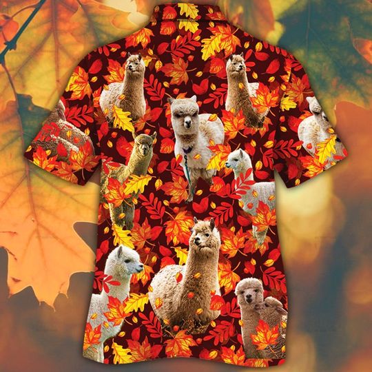 Alpaca Horse Lovers Autumn Red Leaves Hawaiian Shirt Alpaca Horse Lovers Autumn Red Leaves Hawaiian Shirt