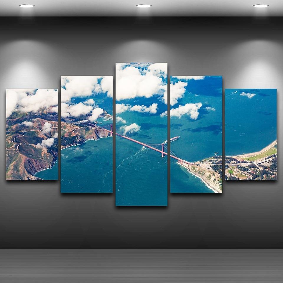 Alpine Blue - Ocean 5 Panel Canvas Art Wall Decor Alpine Blue - Ocean 5 Panel Canvas Art Wall Decor