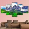 Alpine Scenery Dolomites In Italy - Nature 5 Panel Canvas Art Wall Decor