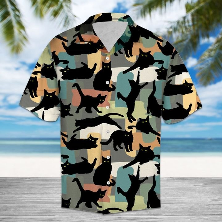 Amazing Black Cat Hawaiian Shirt Summer Button Up Amazing Black Cat Hawaiian Shirt Summer Button Up