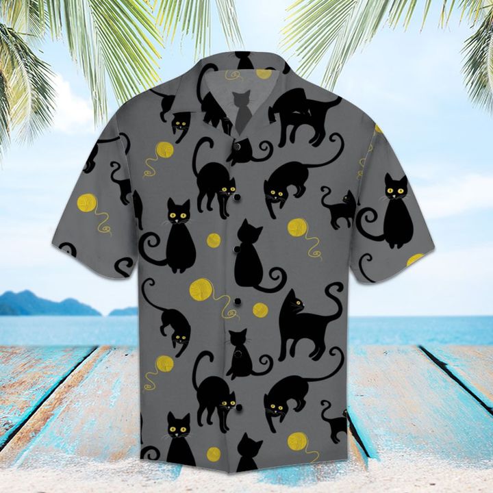Amazing Black Cat Hawaiian Shirt Summer Button Up Amazing Black Cat Hawaiian Shirt Summer Button Up