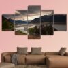 Amazing Clouds Over Lake - Nature 5 Panel Canvas Art Wall Decor