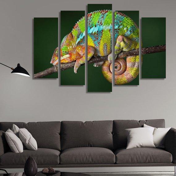Ambilobe Panther Chameleon 01 - Animal 5 Panel Canvas Art Wall Decor Ambilobe Panther Chameleon 01 - Animal 5 Panel Canvas Art Wall Decor