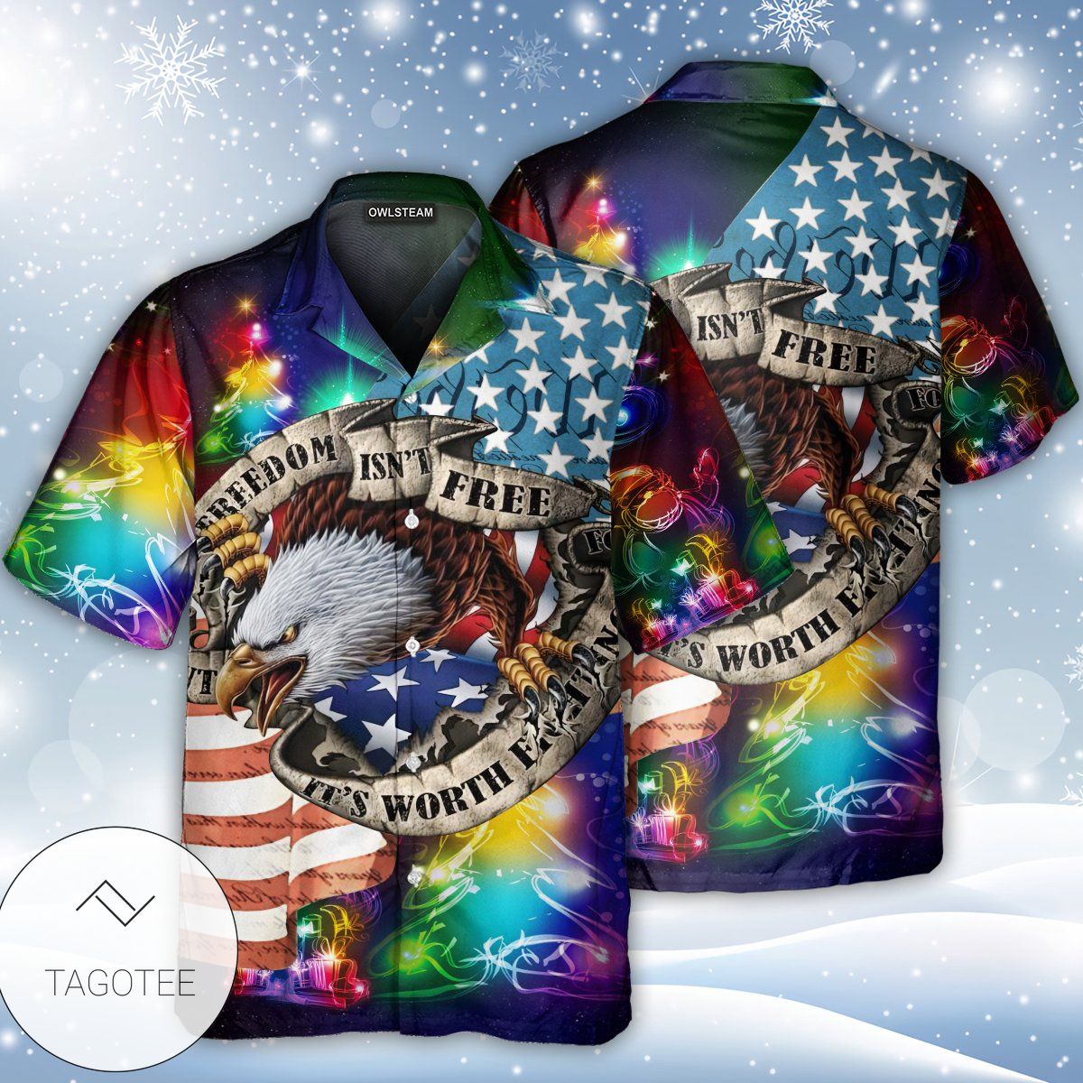 America Freedom Eagle Merry Christmas Hawaiian Shirt America Freedom Eagle Merry Christmas Hawaiian Shirt