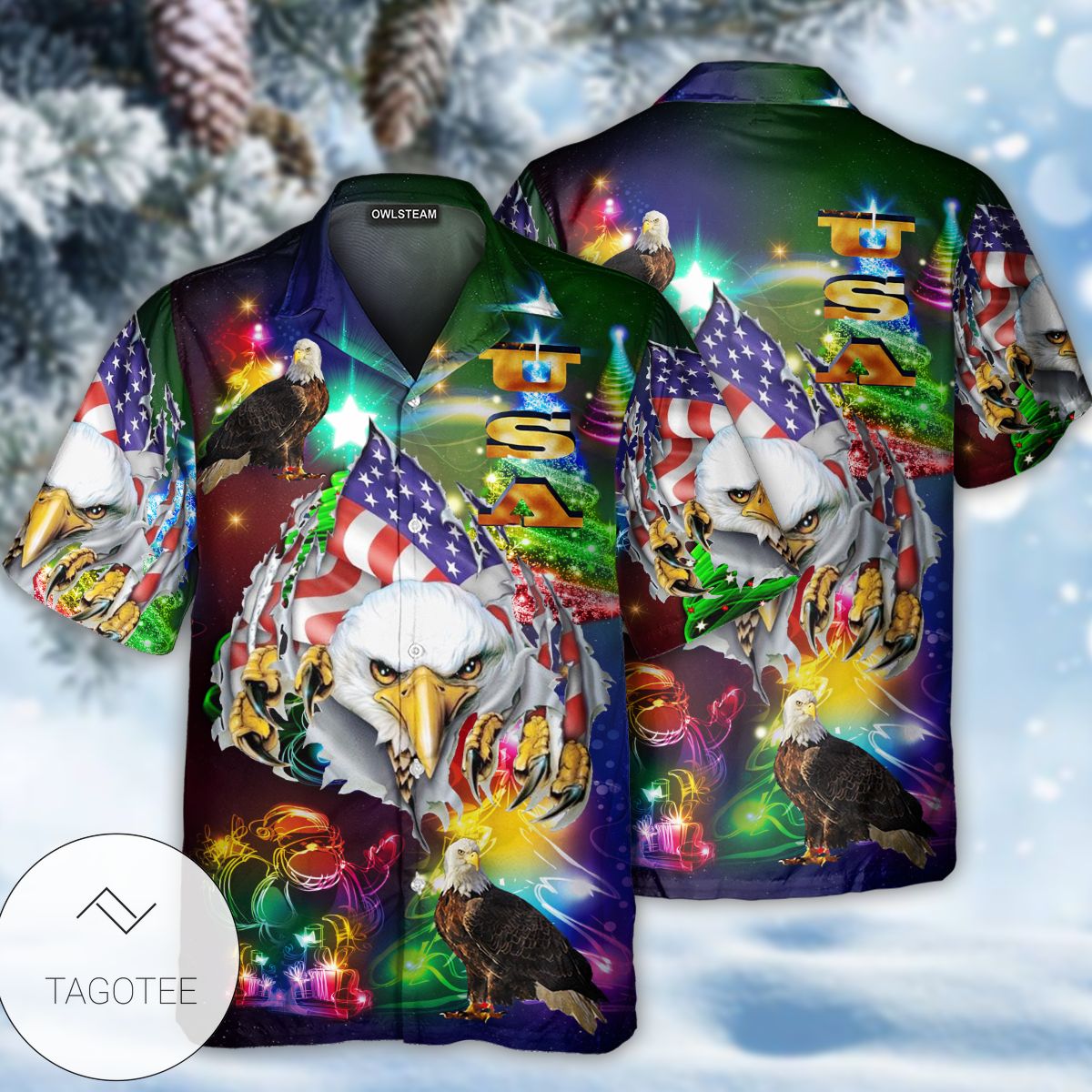 America Love Eagle Christmas Hawaiian Shirt America Love Eagle Christmas Hawaiian Shirt