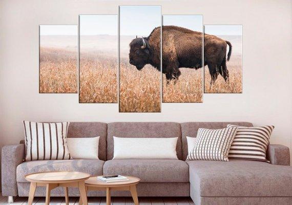 American Bison - Animal 5 Panel Canvas Art Wall Decor American Bison - Animal 5 Panel Canvas Art Wall Decor