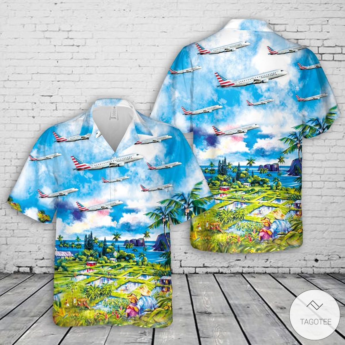 American Eagle (Republic Airways) Embraer 170-200Lr Hawaiian Shirt American Eagle (Republic Airways) Embraer 170-200Lr Hawaiian Shirt