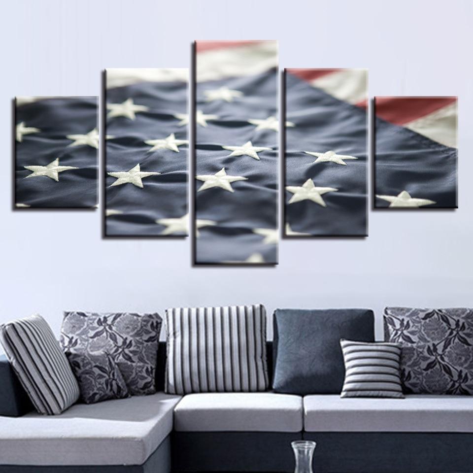 American Flag 05 - Abstract 5 Panel Canvas Art Wall Decor American Flag 05 - Abstract 5 Panel Canvas Art Wall Decor