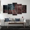 American Flag 1 - Abstract 5 Panel Canvas Art Wall Decor