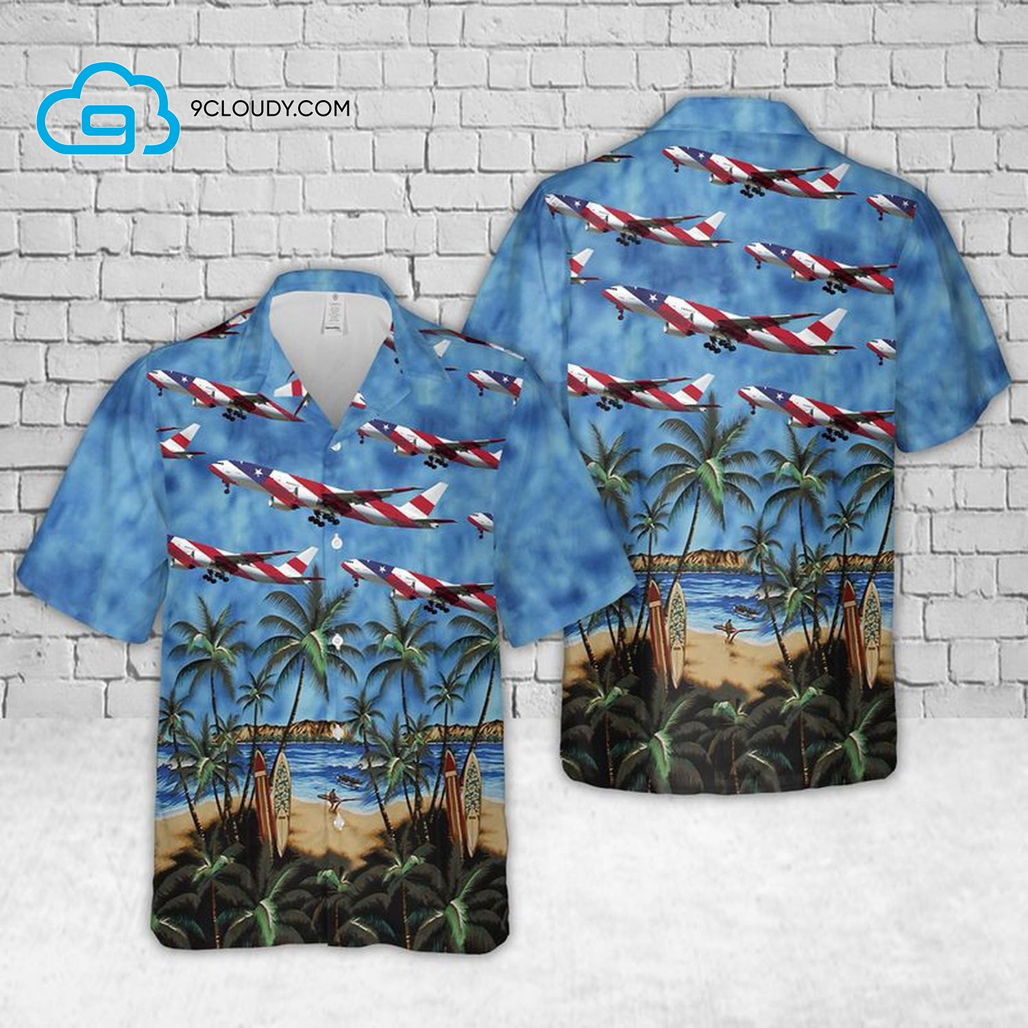 American Flag Boeing 777 Tropical Full Print Hawaiian Shirt American Flag Boeing 777 Tropical Full Print Hawaiian Shirt