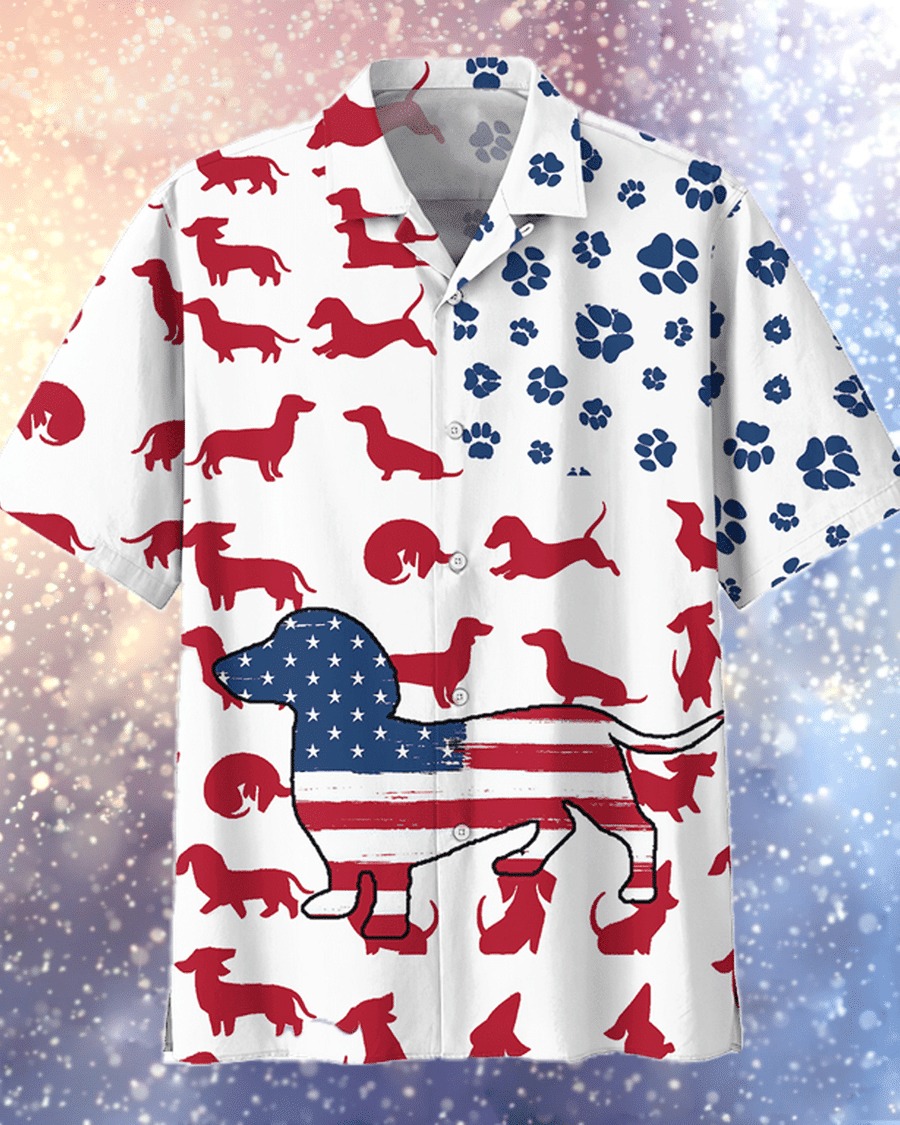 American Flag Dachshund Hawaiian Shirt American Flag Dachshund Hawaiian Shirt