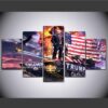 American Flag Donald Trump Tank Eagle - Army 5 Panel Canvas Art Wall Decor