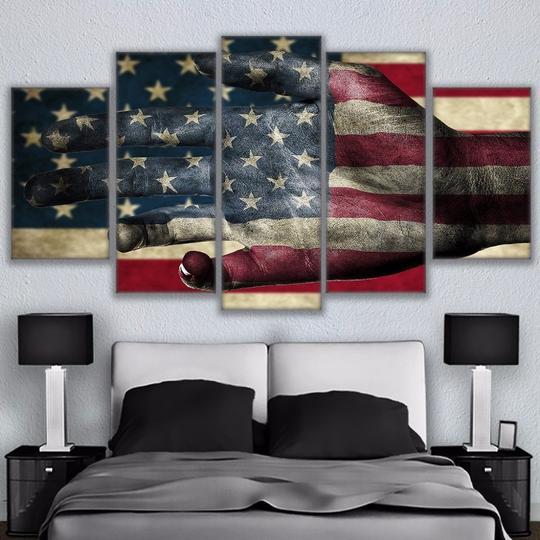 American Flag Helping Hand- Asbtract 5 Panel Canvas Art Wall Decor American Flag Helping Hand- Asbtract 5 Panel Canvas Art Wall Decor