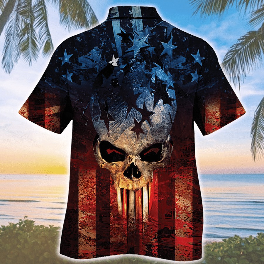 American Flag Skull Art All Over Print Hawaiian Shirt American Flag Skull Art All Over Print Hawaiian Shirt