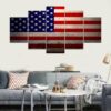 American Flag Us Usa 5 - Abstract 5 Panel Canvas Art Wall Decor